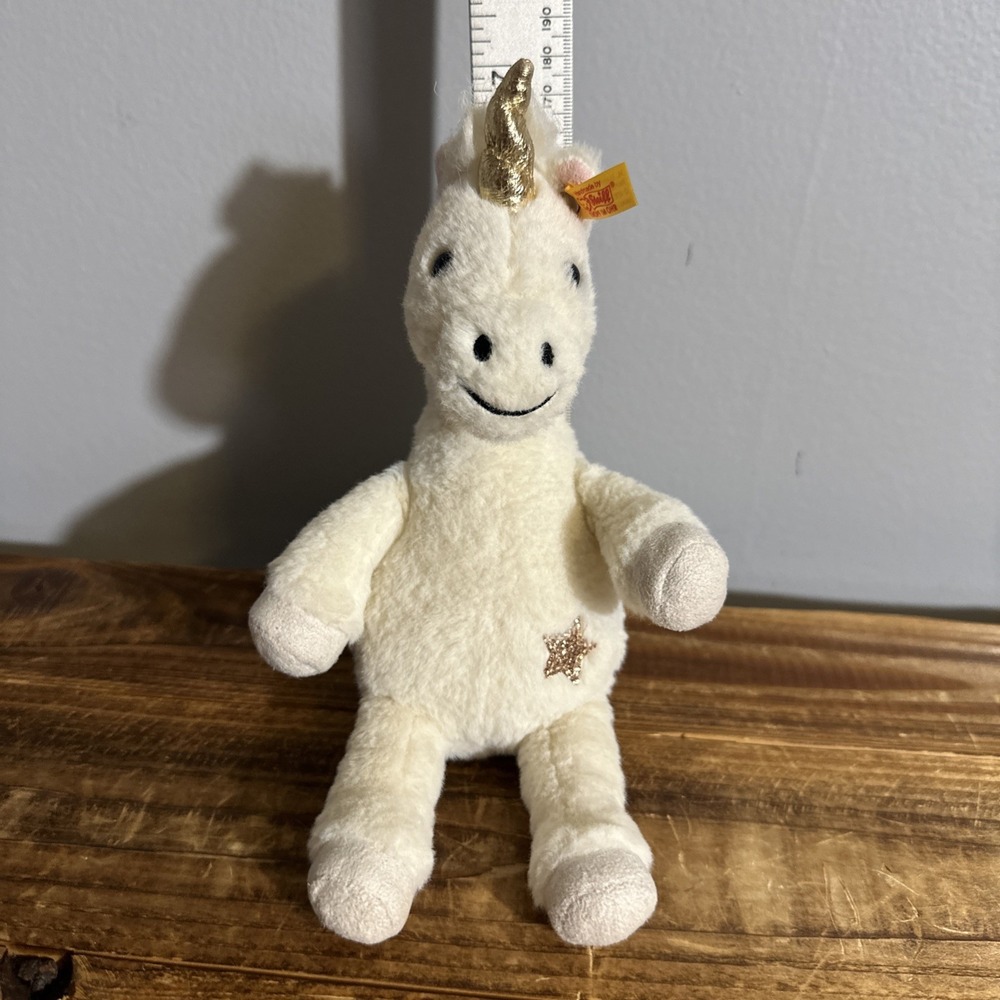Steiff unicorn‎ Horse White plush toy Unica Sitting Stuffed Animal Pony #067655